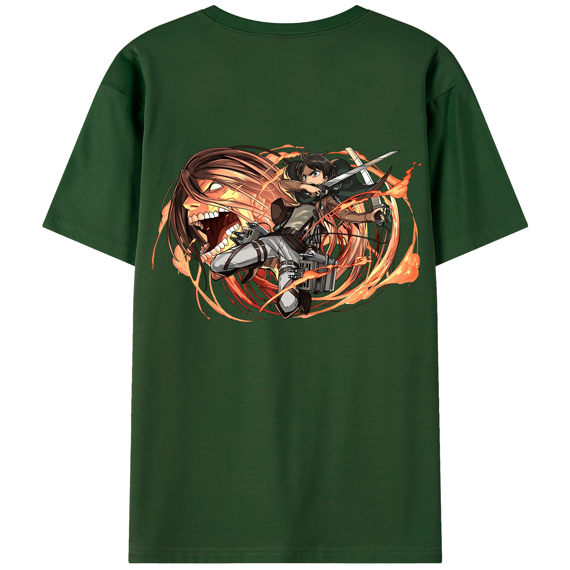 （画像用） 進撃の巨人 エレン･イェーガー Attack on Titan Eren Jäger 綿100％半袖Tシャツ（背面プリント）